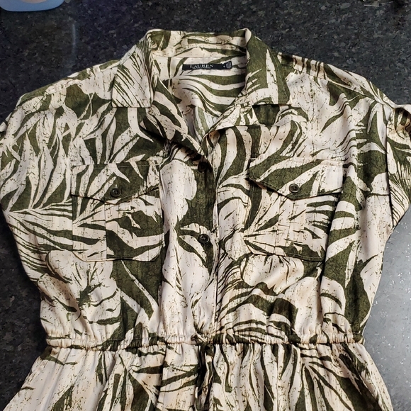 Lauren Ralph Lauren Leaf Print Jumpsuit - Green and White - Picture 4 of 4